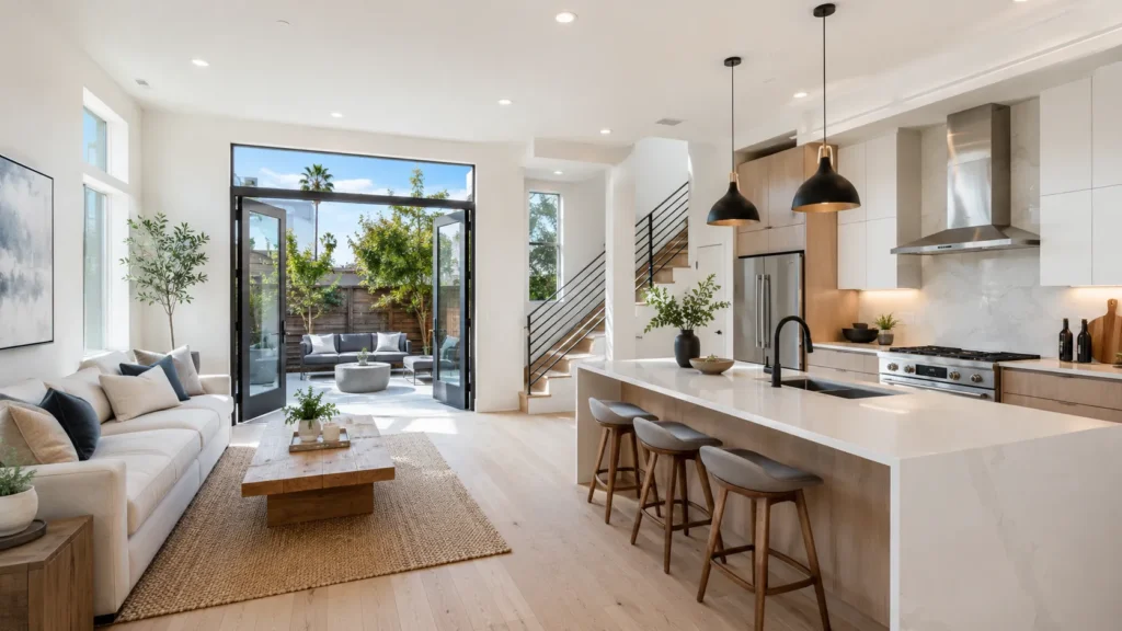 Bright modern living and kitchen space