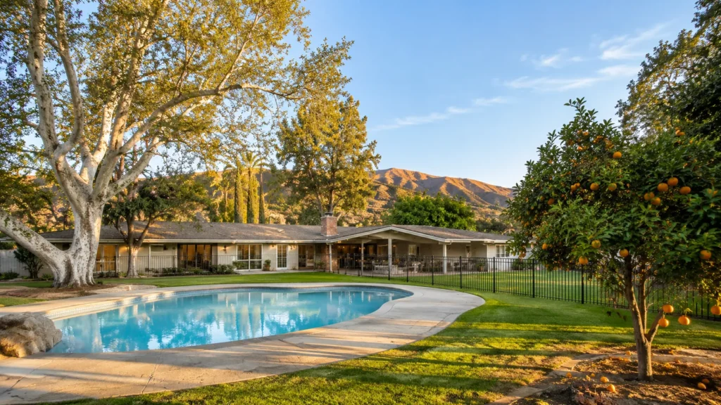 Golden hour in a serene backyard