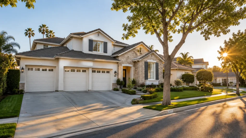 Golden hour at a suburban home