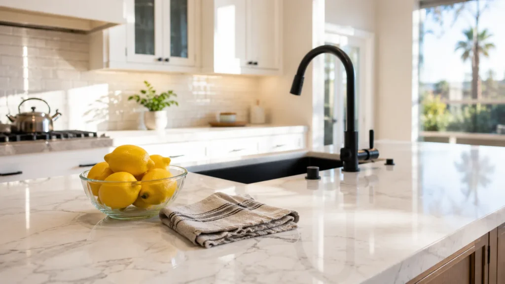 Sunny modern kitchen with lemon accents