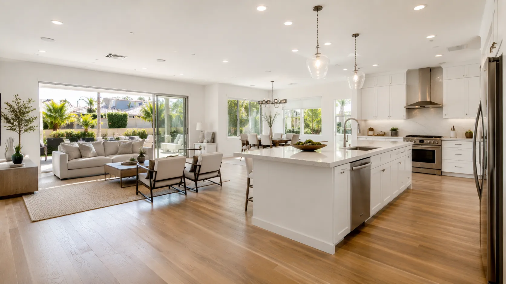 Bright modern living and kitchen space